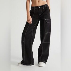 PacSun Black Low Rise Puddle Cargo Pants
